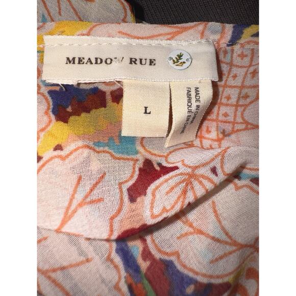 Anthropologie Meadow Rue Blouse Sz L Boho Floral Patchwork Crochet Peasant Top - Picture 8 of 10